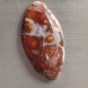 Mexican Fire Opal Polished Cabochon 14.7 Cts Natural Dome Top Flat Back